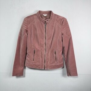 Westport 1962 Dusty Pink Velvet Moto Jacket Quilted Sleeves Women's S